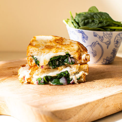 Spinach and Mozzarella Grilled Cheese Sandwich Header Image